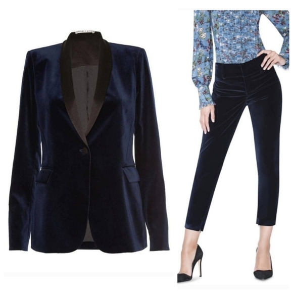 Alice + Olivia Jackets & Blazers - Alice + Olivia Macey Navy Blue velvet Pant Size 0